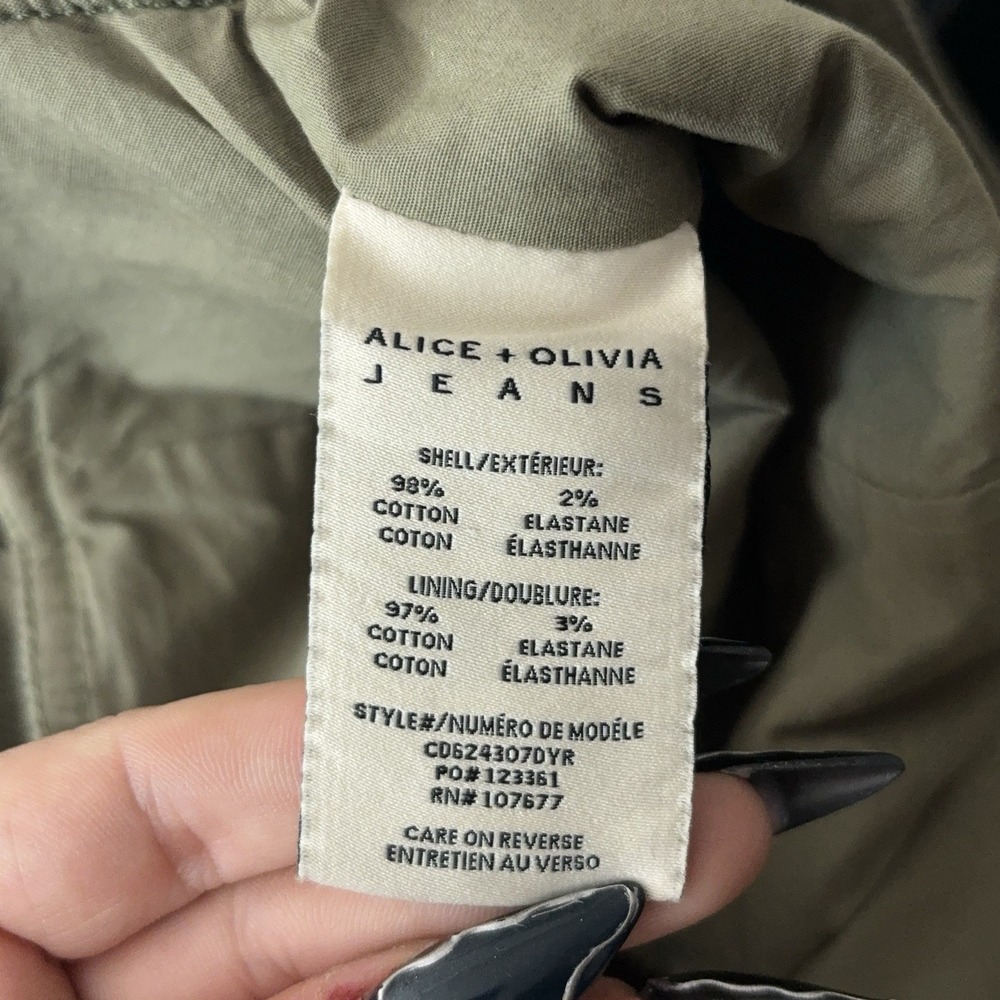 Alice + Olivia Renita Corduroy Mini Dress Womens 4 Sage Green Zip Front Pinafore - Picture 11 of 11